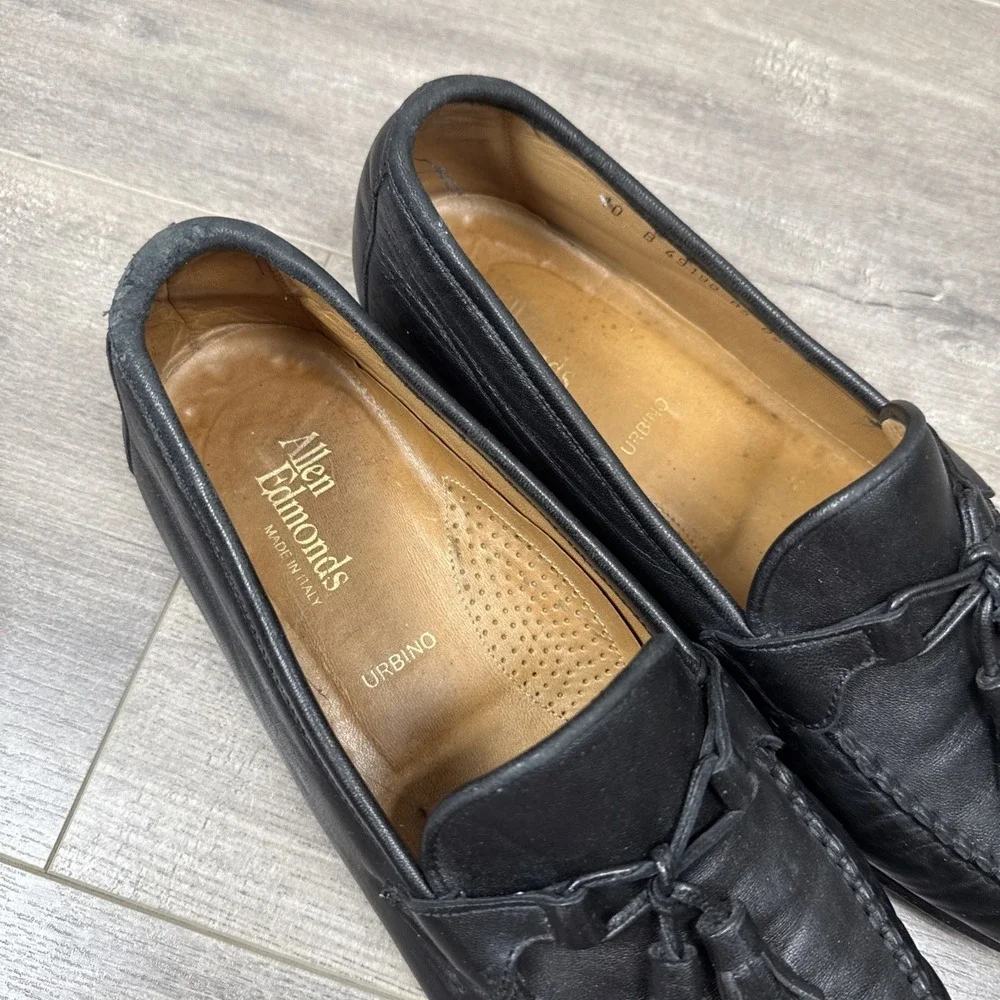 Allen Edmonds Urbino Black Leather Tassel Loafers Mens 10 B Made in Italy 49190
